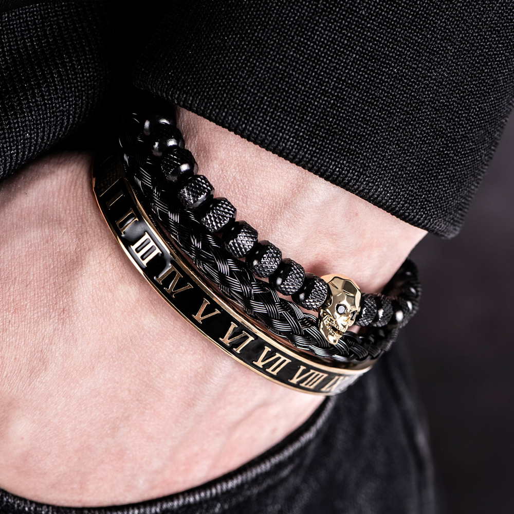Pulseira Masculina King Skull Black Roman