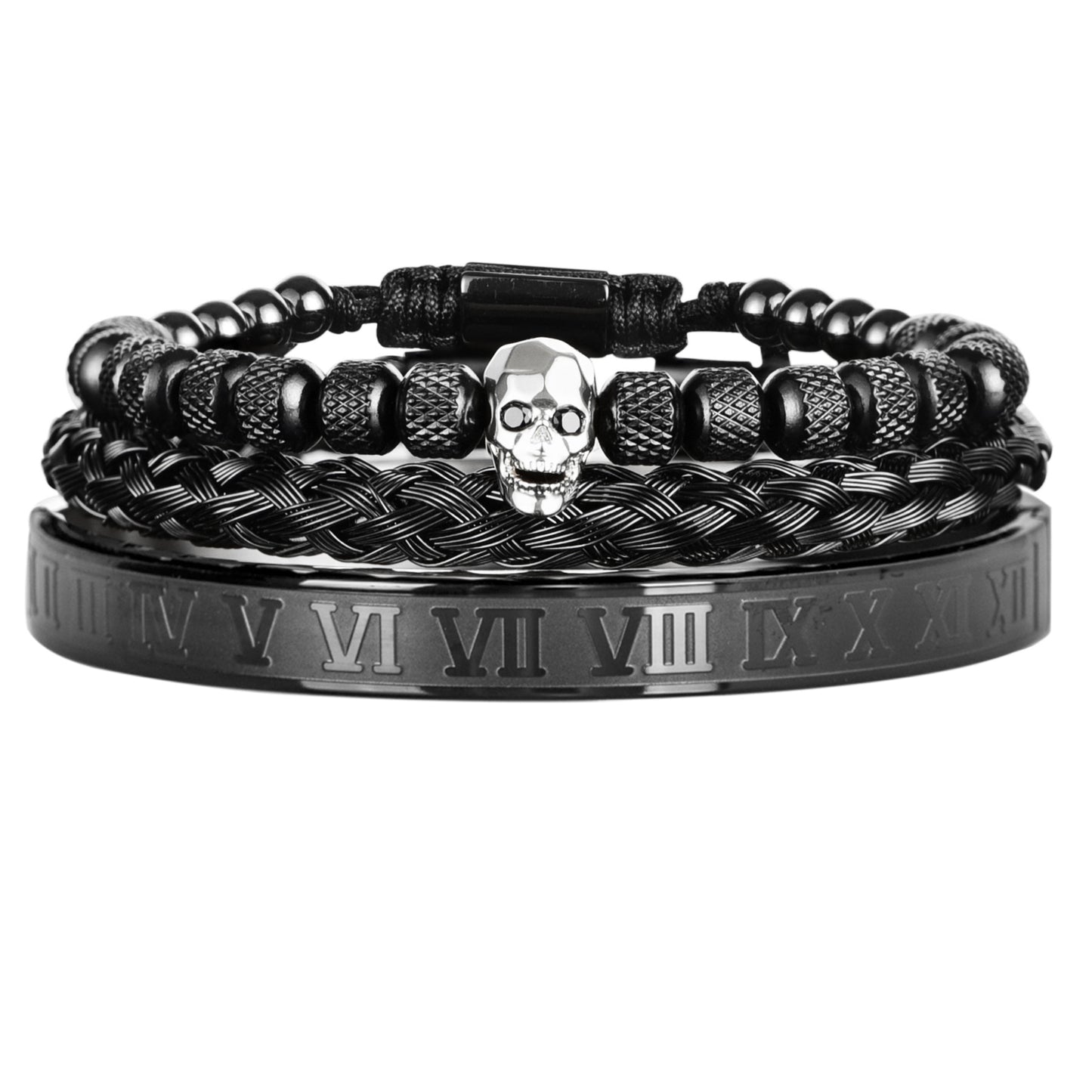 Pulseira Masculina King Skull Black Roman