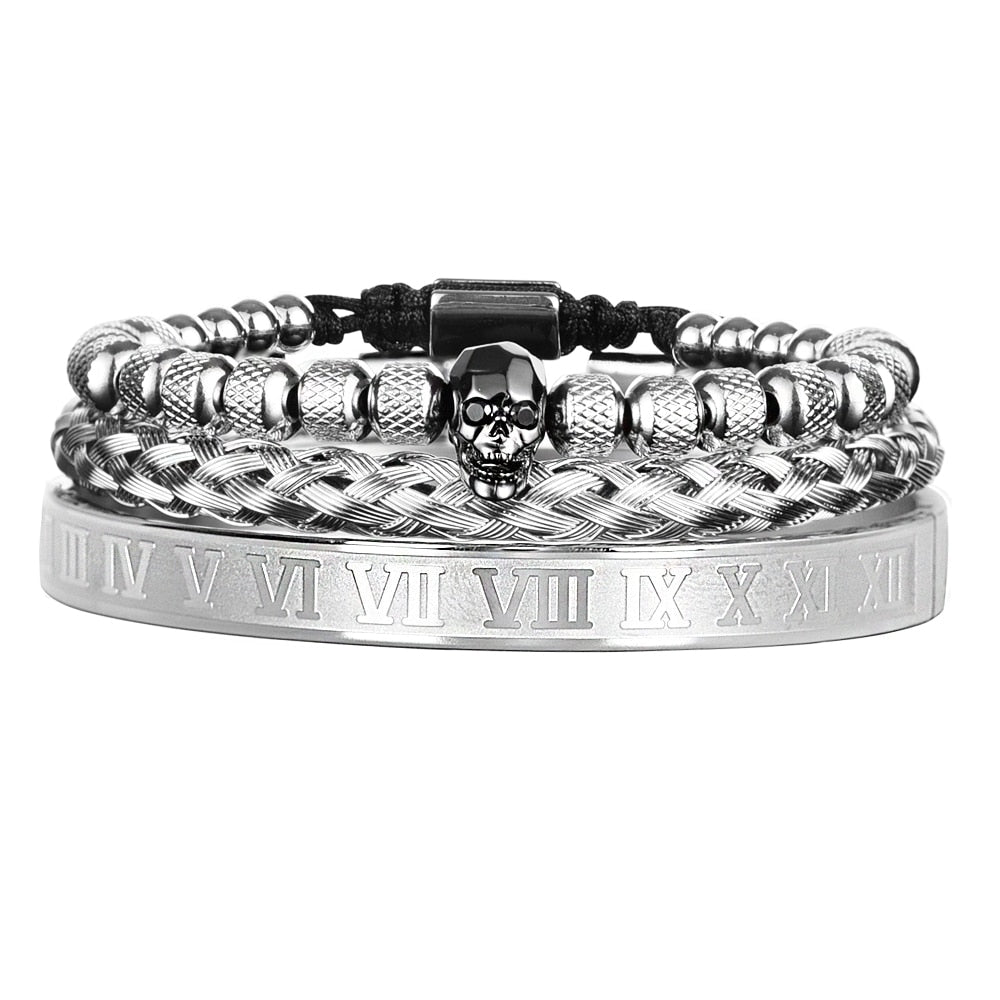 Pulseira Masculina King Skull Black Roman