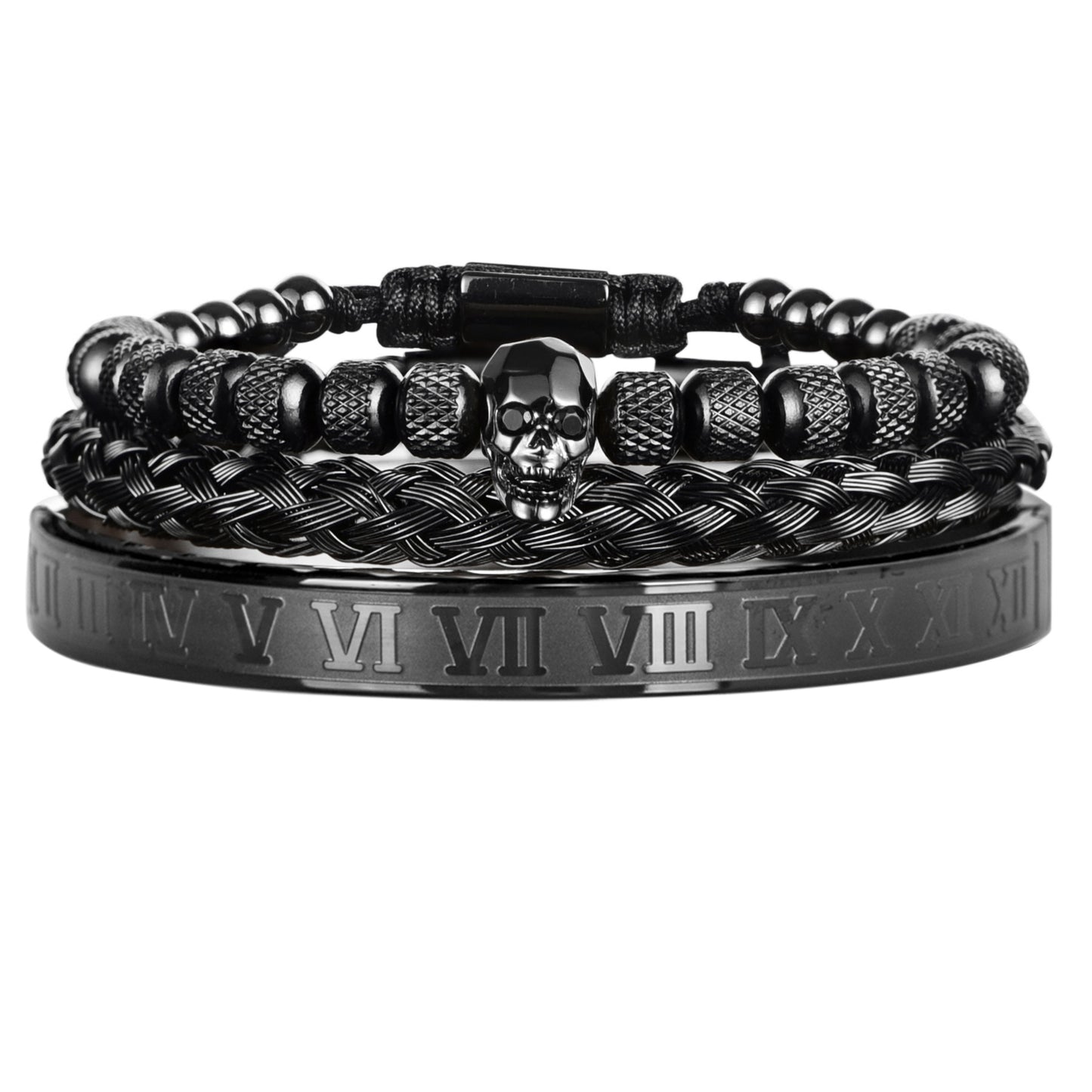 Pulseira Masculina King Skull Black Roman